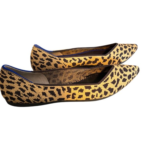 Rothy's the Point RETIRED Cheetah print sz 8 Like New- missing 1 footbed liner - Picture 2 of 7